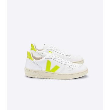 White/Mint Women's Veja V-10 LEATHER Sneakers | AU 647HAP